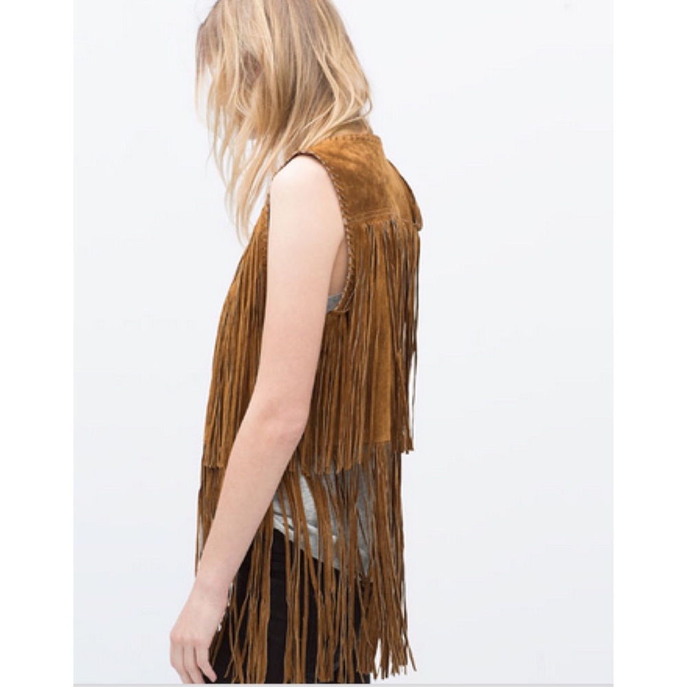 Amazing rare Zara real suede fringed vest - Sz M